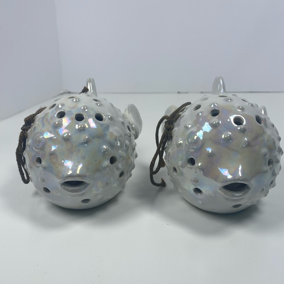 Pair of GC Naturals Opalescent Sachet Puffer Fish Ceramic Fragrance 4.25" x 6.5" - Picture 3 of 8